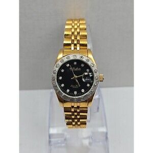 Dufonte Lucien Piccard Ladies Quartz Watch Gold Tone Diamond Accents New Battery